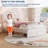 Twin Upholstered Platform Bed Frame with Storage Drawers, Low-Profile Faux Leather Bed with Crystal Accent Headboard-1383565595