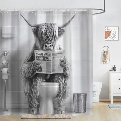 Funny Shower Curtain With 12 Hooks