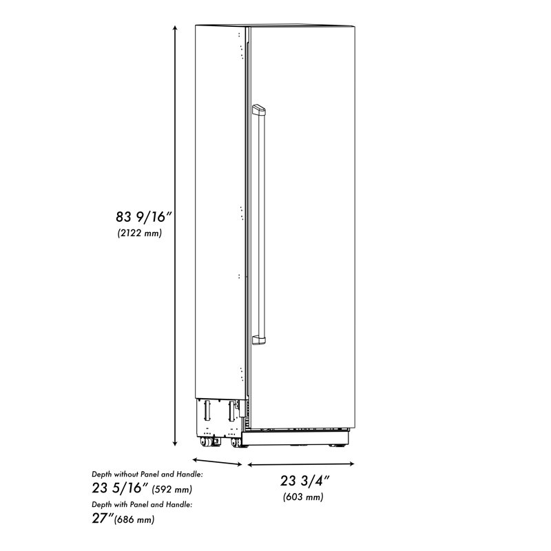 ZLINE Autograph 24 in. Black Stainless Column Freezer with Graphite Gray Interior & Bronze Accents, Black Stainless Steel