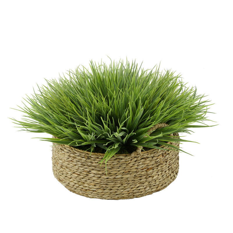 Gazon artificiel 8 po dans un panier, Givré, Naturel, H 12 po x l 18 po x P 18 po
