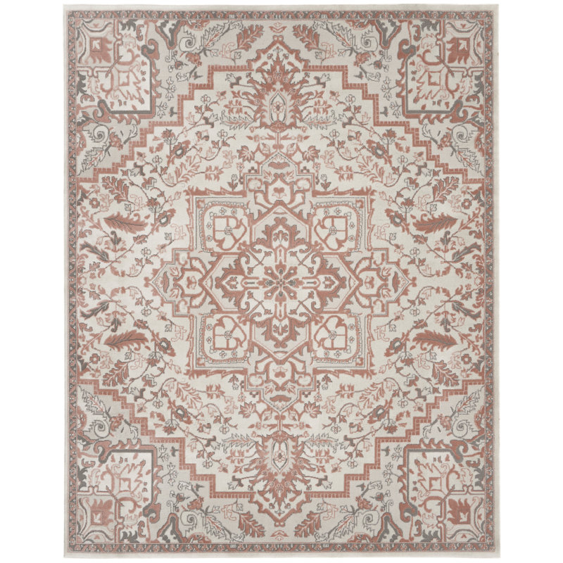 Tapis ivoire traditionnel Rheba, Rectangle 7 pi 10 po x 9 pi 10 po