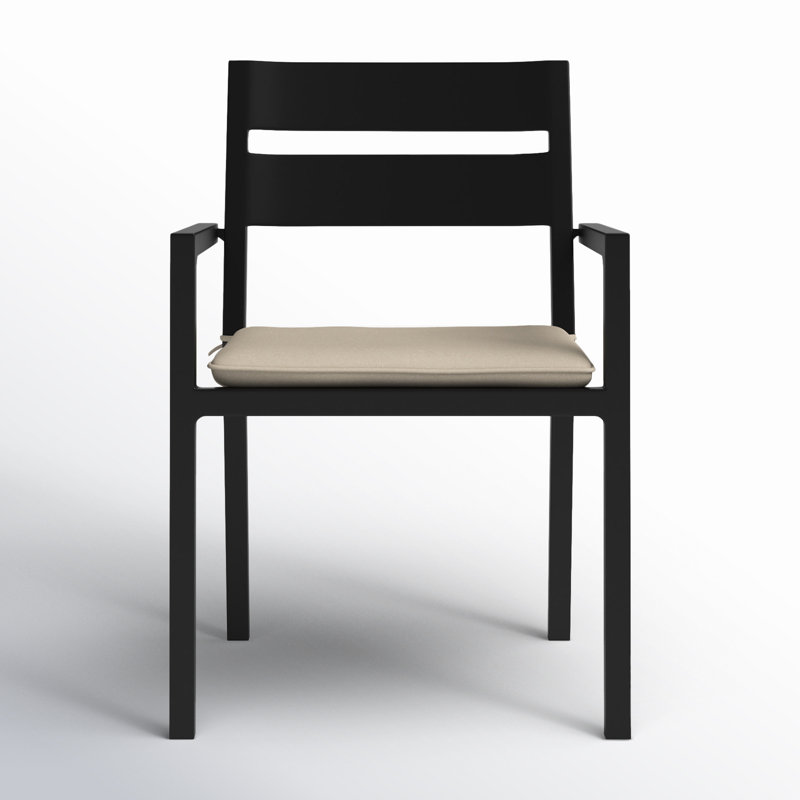 Pacifica Dining Arm Chair - White - Canvas Flax, Canvas Heather Beige Sunbrella® Canvas, Black