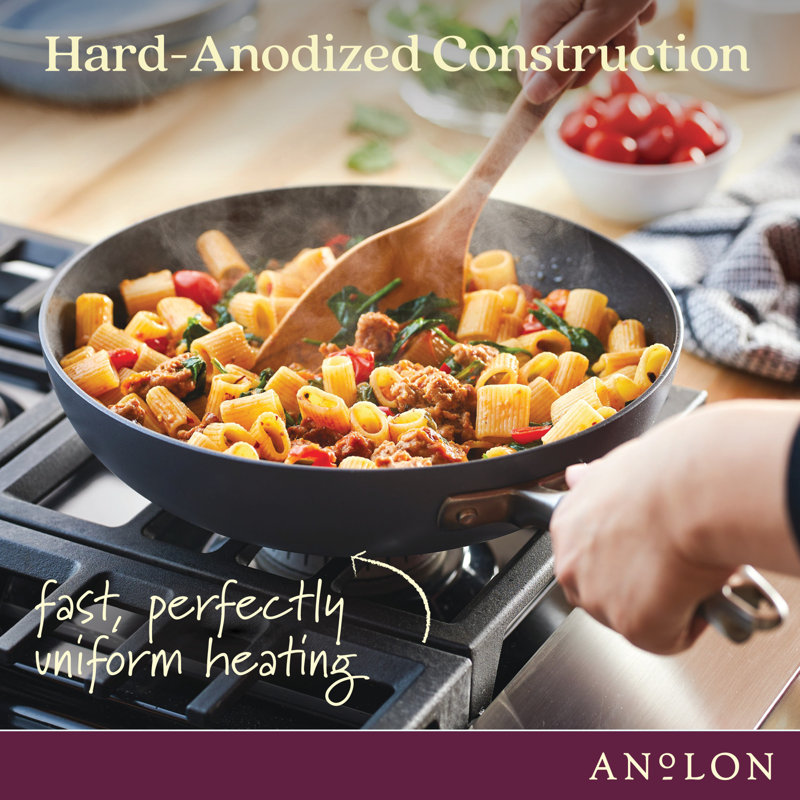 Anolon Advanced Bronze Hard-Anodized Nonstick Ultimate Pan with Lid, 12-Inch, Graphite