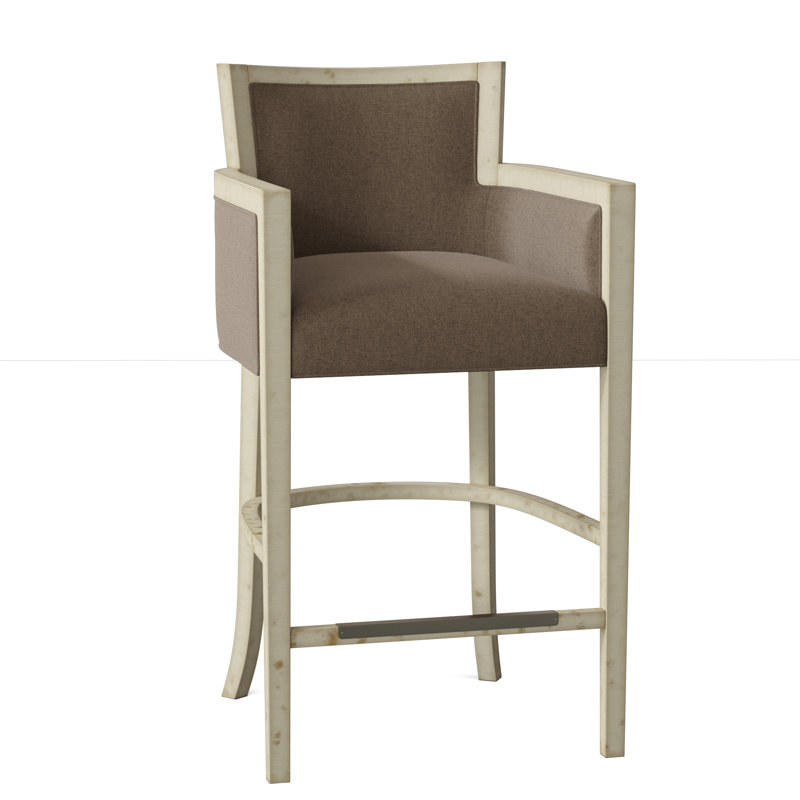 Albany Upholstered Stool with Solid Wood Frame, Bark (8789 06), Espresso, Bar Stool (30" Seat Height)