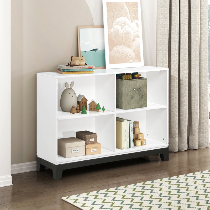 Bibliothèque rustique blanche à 4 tablettes - Mobilier en bois pour la chambre à coucher et la maison en bois fini