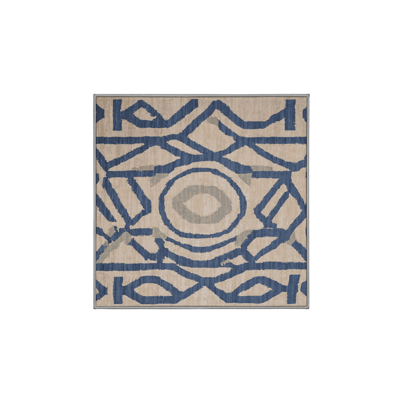 Machine Washable Gray Area Rug, Square 6'