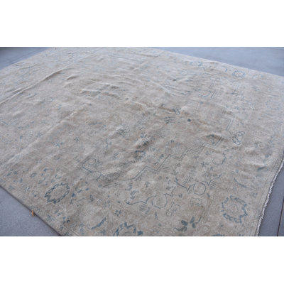Tapis classique surdimensionné en laine beige 109,8 x 139,8 pouces