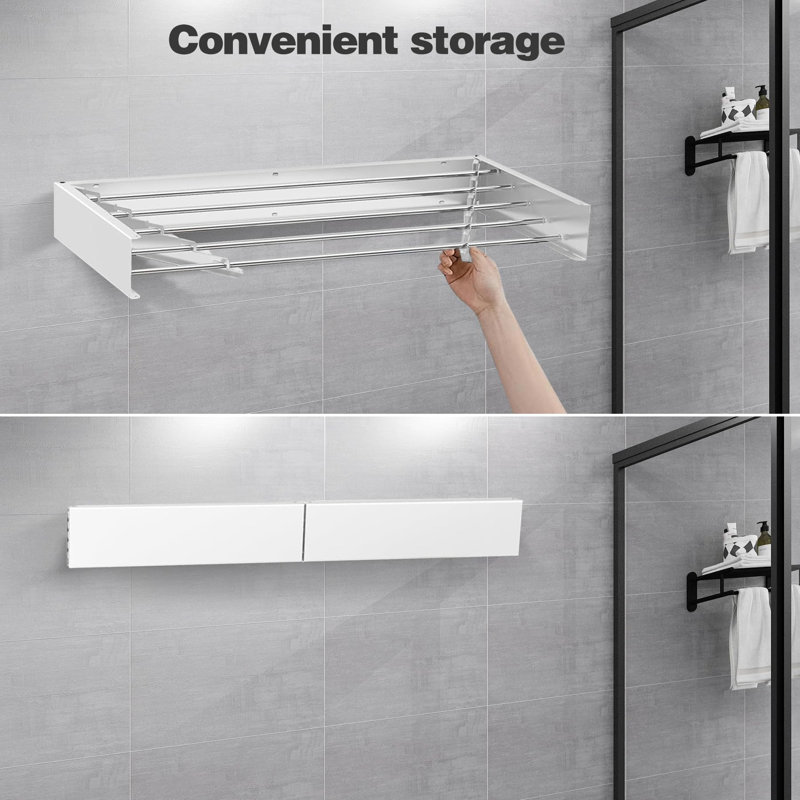 Stainless Steel Wall Mounted Clothes Rack, White