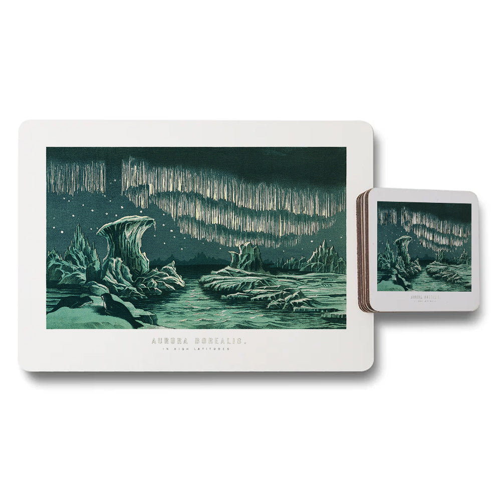 Aurora Borealis Landscape Placemats And Coaster Set