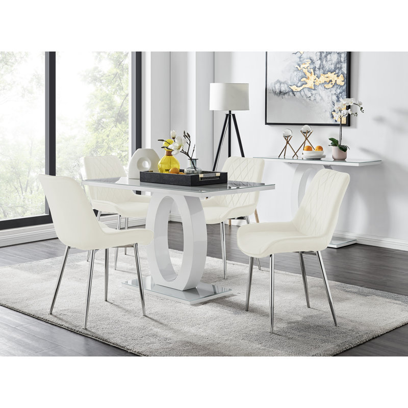 4 - Person Dining Set, Cream/Silver