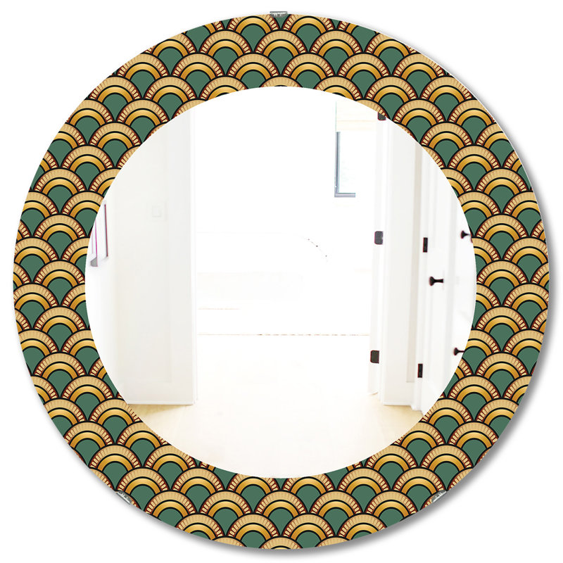 Art Deco Eclectic Wall Mirror, 31.5" H x 31.5" W