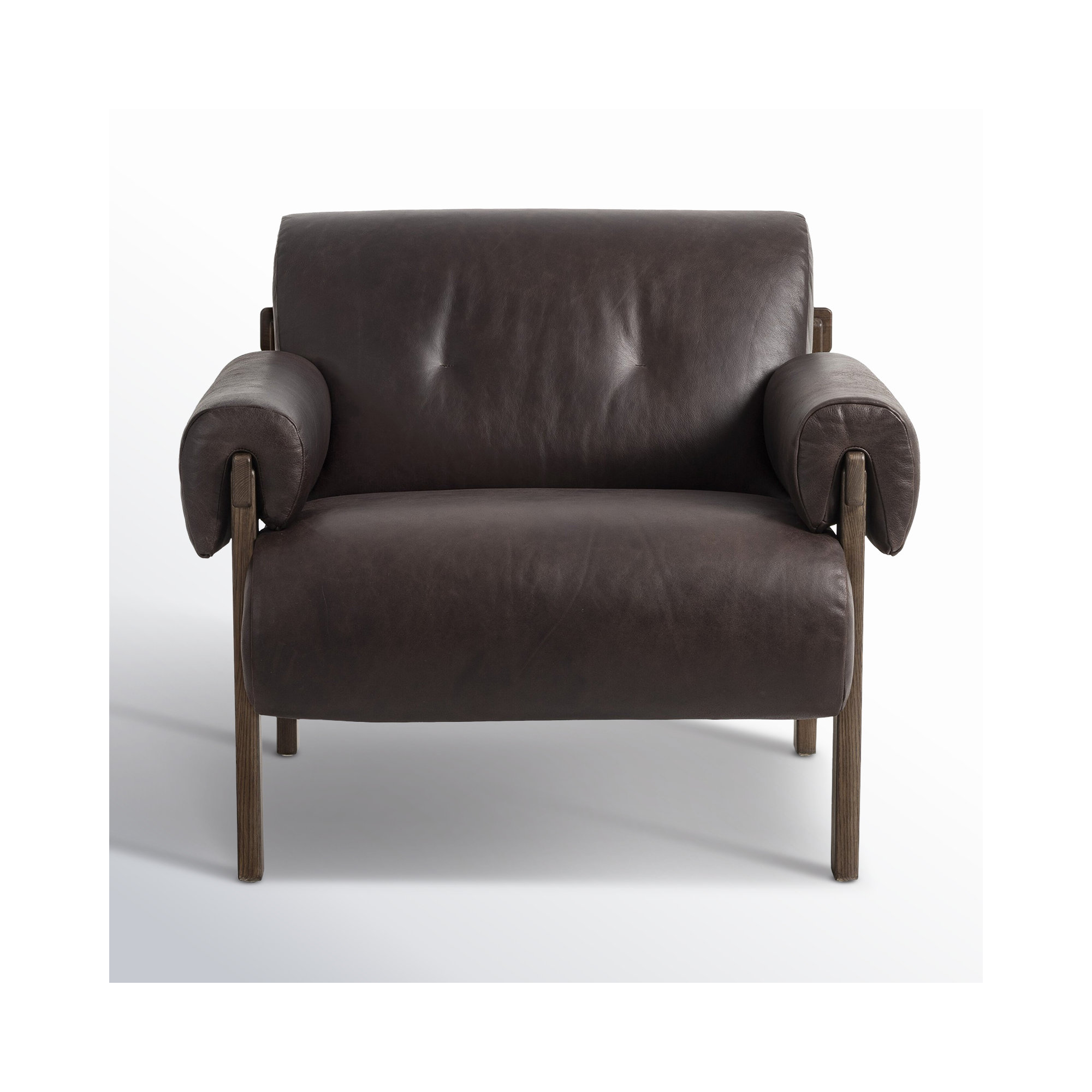 Yentl Upholstered Armchair, Conroe Cigar Genuine Leather