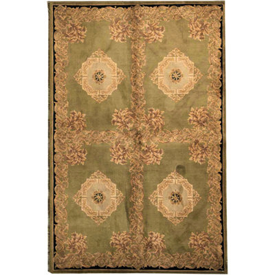 Hand-Knotted High-Quality Green Area Rug
