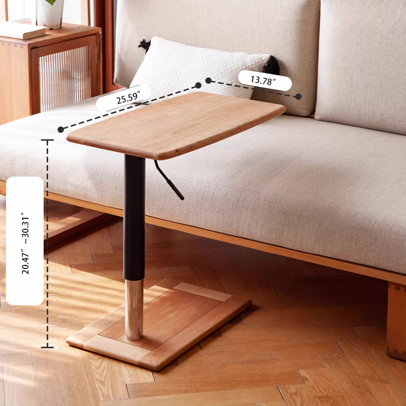 Burlywood+Black+Silver Rectangular Solid Wood+Aluminium Alloy End Table