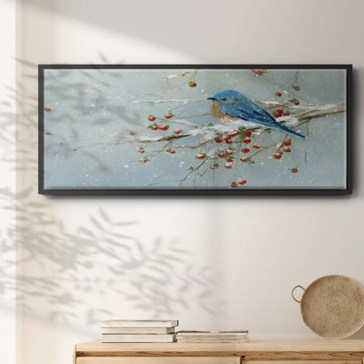 Oiseau bleu en hiver - toile encadrée