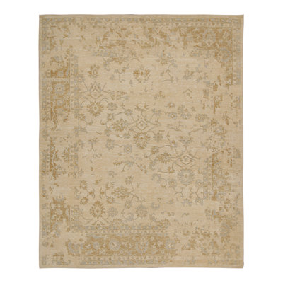 Hand Knotted Silk Area Rug in Brown