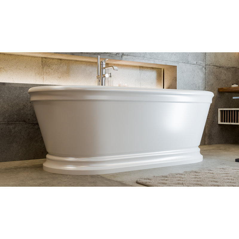 DreamLine Abbey 66 3/4 in. L x 31 1/2 in. W x 23 7/8 in. H Acrylic Double Ended Freestanding Tub, Brushed Brass