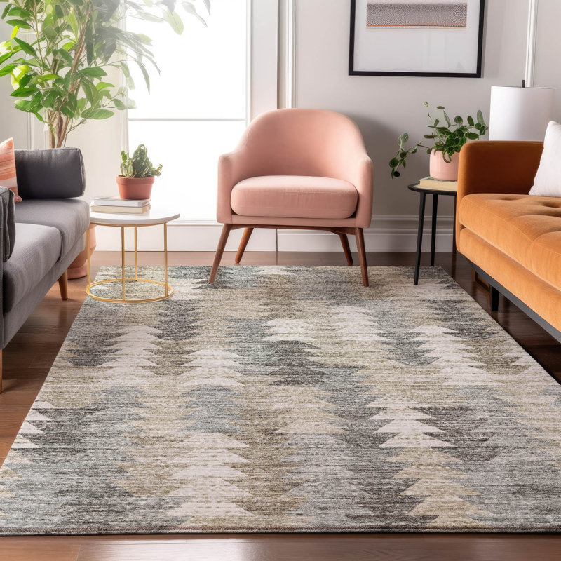 Tapis taupe Cerrito lavable à la machine de qualité supérieure, Rectangle 10 pi x 14 pi