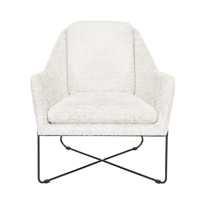 Recie Lounge Chair With Toughened Iron Frame, Ivory Linen