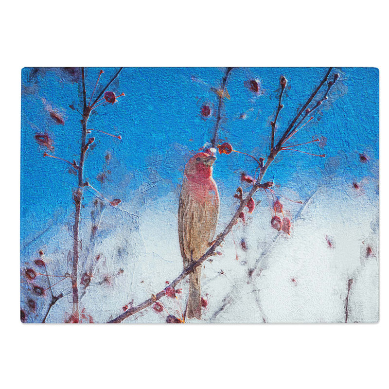 Glass House Finch Bird Chopping Board, 39 cm W x 28.5 cm L