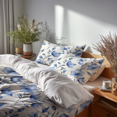Ensemble de literie 3 pièces Country Farmhouse - Ensemble de housse de couette et de coussin bleu