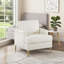 Fauteuil d'appoint de luxe, chenille rembourrée de finition beige avec pieds en métal doré brossé pour le salon