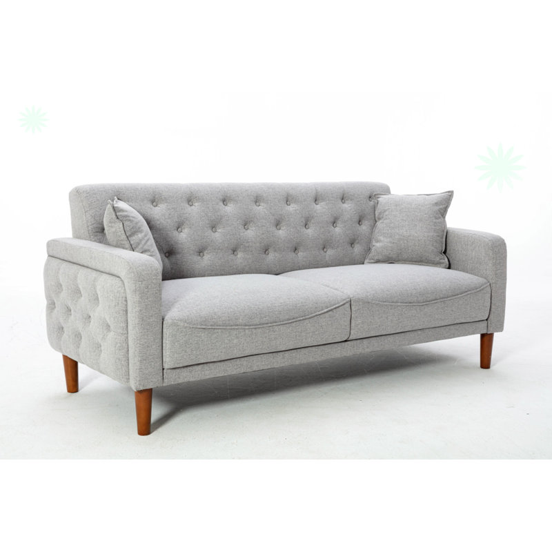 Canapé à accoudoirs carrés 78 po, Mélange de lin gris