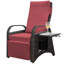 Fauteuil inclinable d'extérieur avec repose-pieds réglable, table intégrée, confortable, coussin amovible pour repose-pieds brun et rouge, matériau pour bronzer