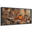 Tableau rustique de citrouilles d'Halloween pour la salle à manger, impression giclée sur toile encadrée en 3 parties, décoration murale.-133594995-133594996