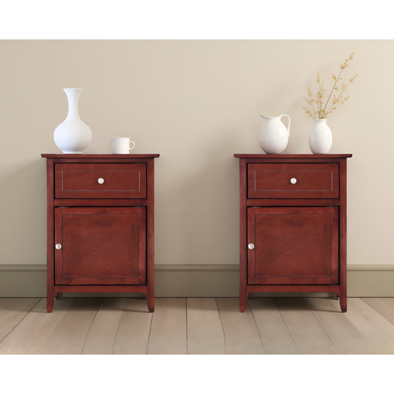 Ensemble de table de chevet 1 tiroir 1 porte Paranhos Cherry, Cerisier