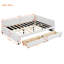 Lit de jour en lin beige avec 2 espaces de rangement, fabrication en bois robuste, compartiments sans sommier, revêtement, base solide, pour l'espace-1859015260