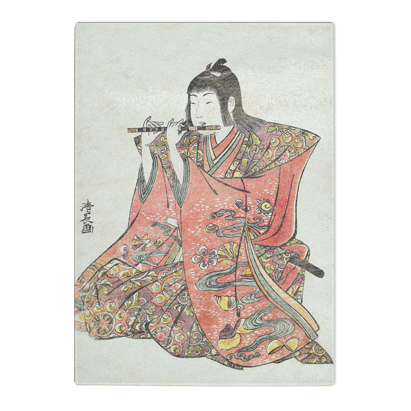 Tempered Glass Boy Playing the Flute by Torii Kiyonaga Chopping Board, 39cm W x 28.5cm L