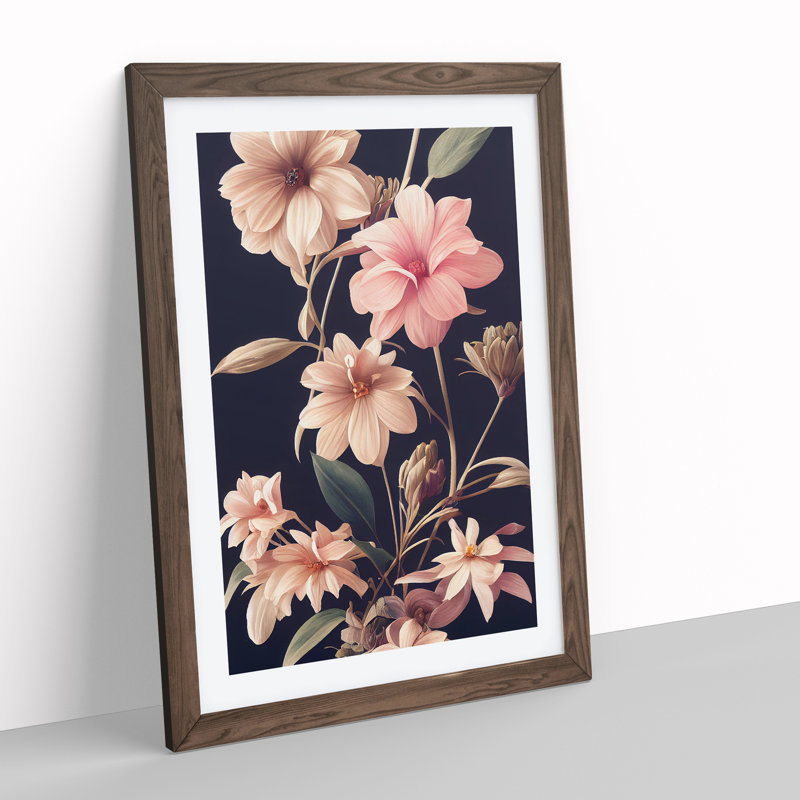 The Classic Flowers No.5 - Single Picture Frame Print, 64cm H x 46cm W x 2cm D, Walnut Framed