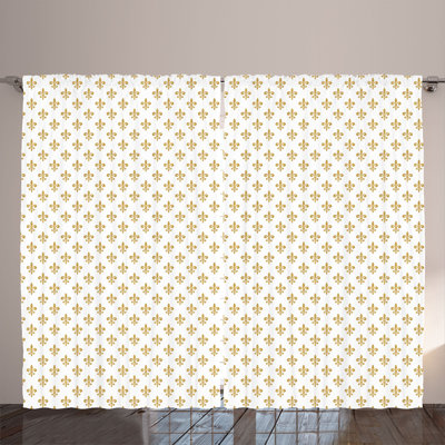 Rustic curtain, European lily, yellow and white