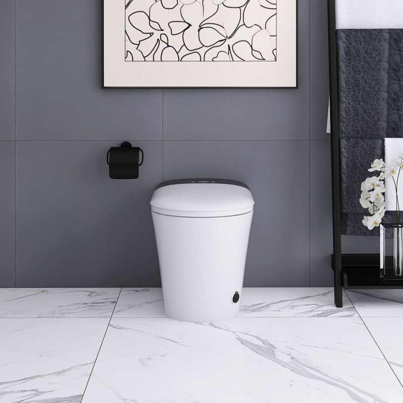 Toilette intelligente en céramique avec siège chauffant, Blanc/Noir