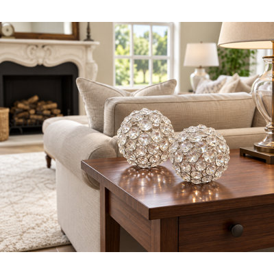 3478 4"D Silver Crystal Spheres