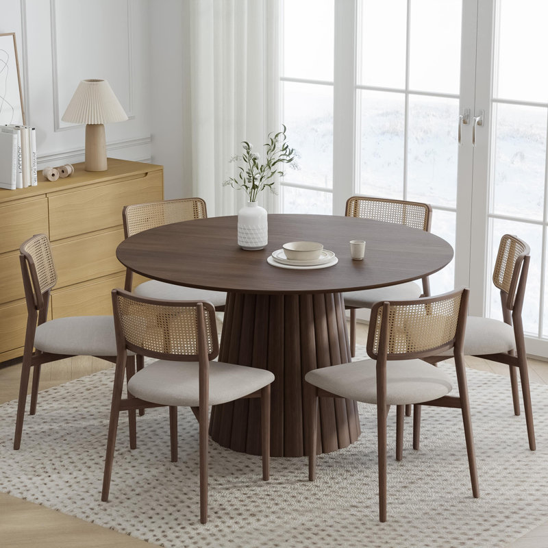 Table de salle à manger en bois massif, H 30 po x L 52 po x l 52 po, Noyer