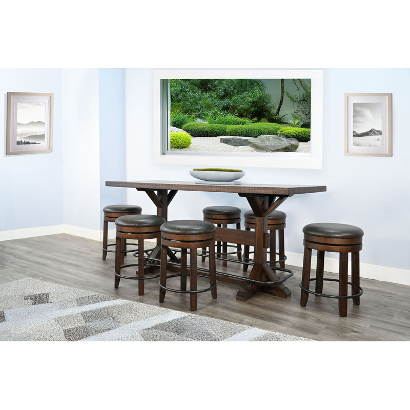 78" Homestead Rectangular Pub Table Set, 7 Pieces: Table, 6 Chairs