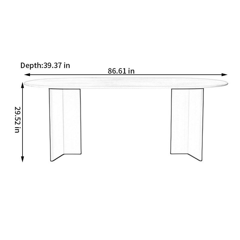 Table de salle à manger Vintage, H 29,52 po x L 86,61 po x l 39,37 po, Noir, noir, noir, noir