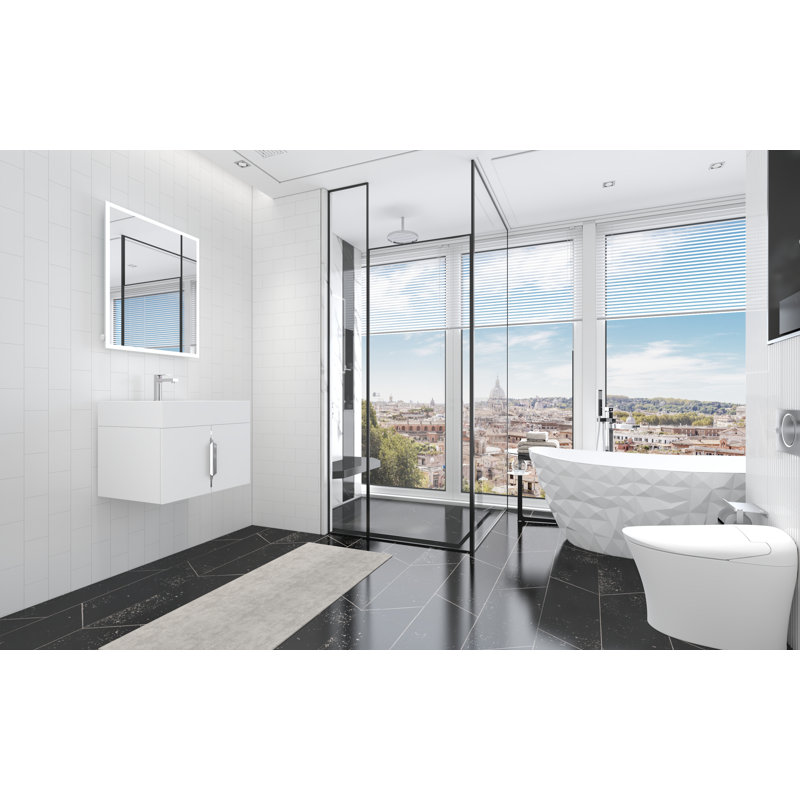 Ensemble de meuble-lavabo simple 24 po avec surface solide Amazon, Blanc, Nickel brossé, Blanc