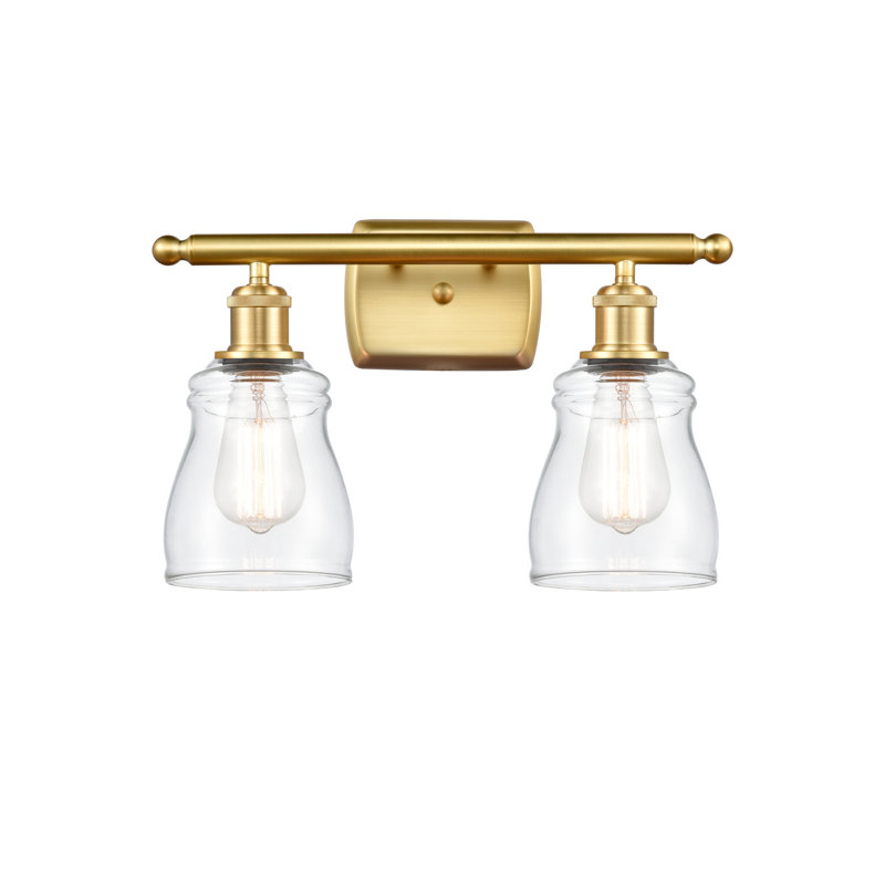 Mccarver 2 - Light Dimmable Vanity Light, 60 Watt Vintage Incandescent Bulb, Clear, Satin Gold