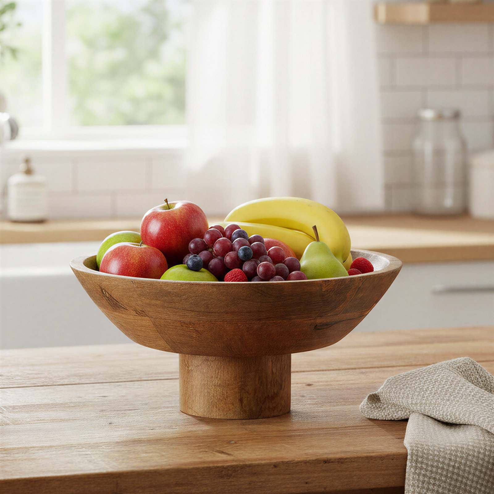 Allyce Mango wood footed bowl, Natural