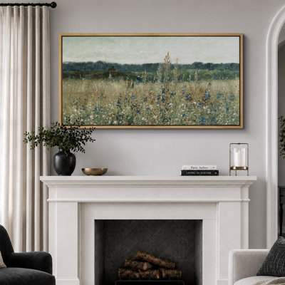 Rustic Countryside " Rustic Field Wildflowers Vintage Countryside Nature Landscape Retro Art Decor Extra Large Pictures "