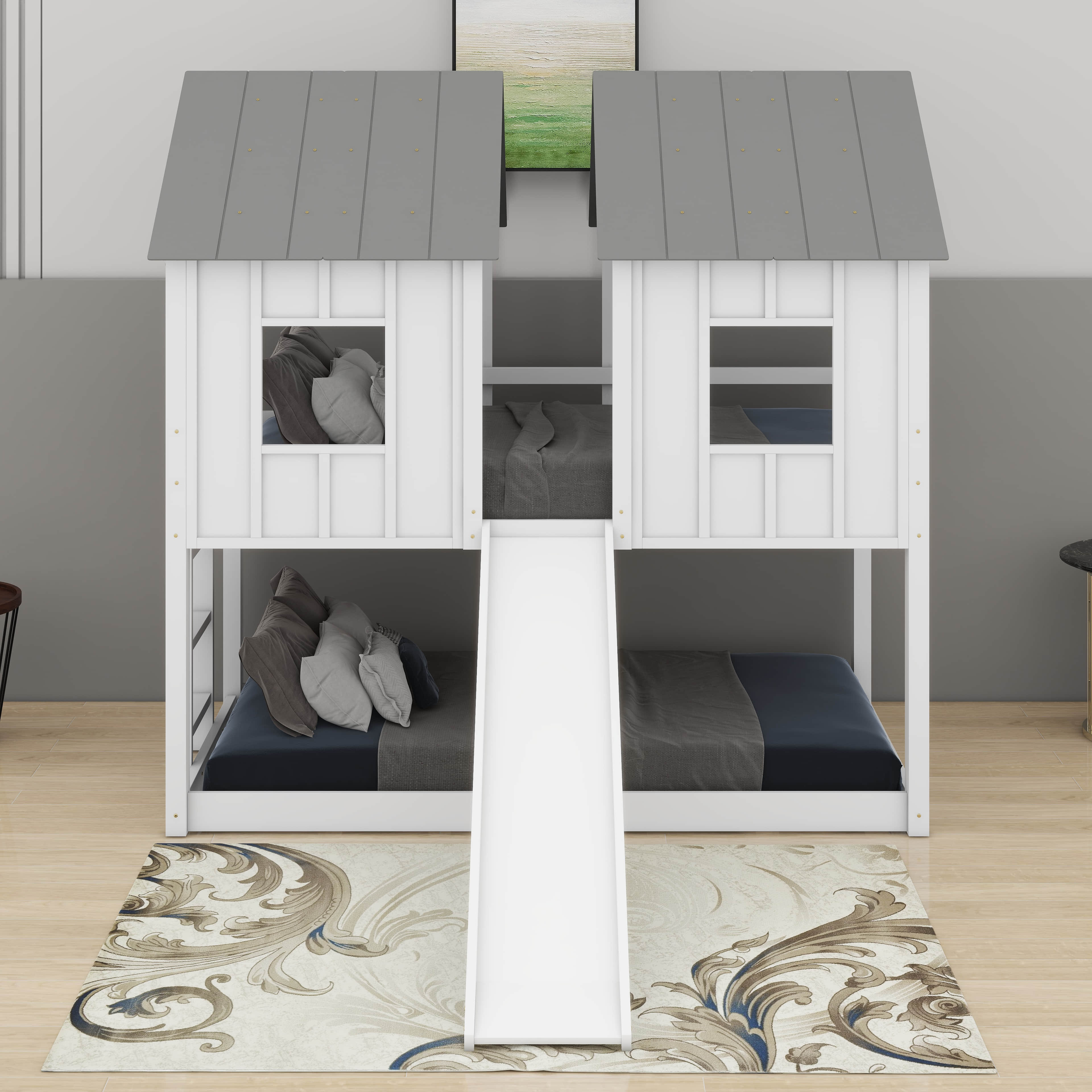 Latitude Run® Twin Over Twin Bunk Bed With Slide | Wayfair