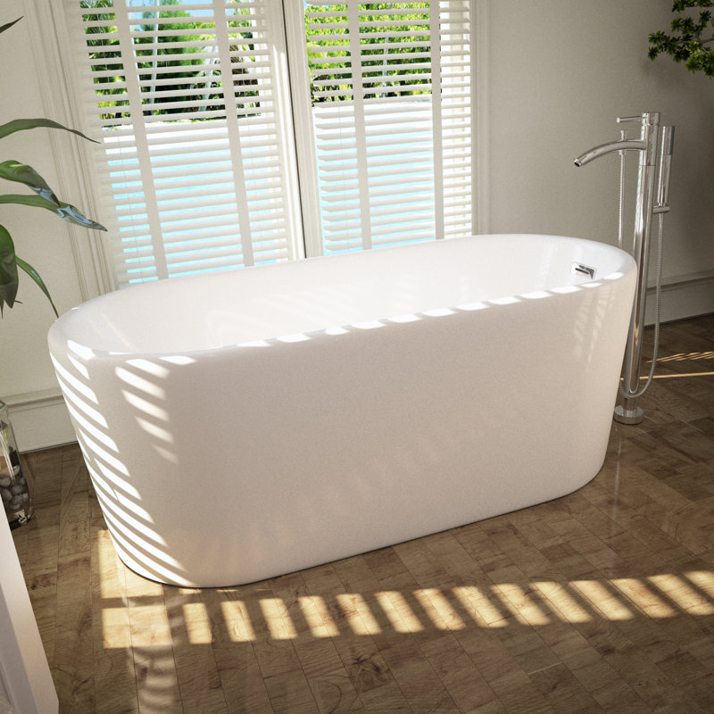 Ursula 59'' x 28'' Soaking Acrylic Bathtub, Polished Chrome