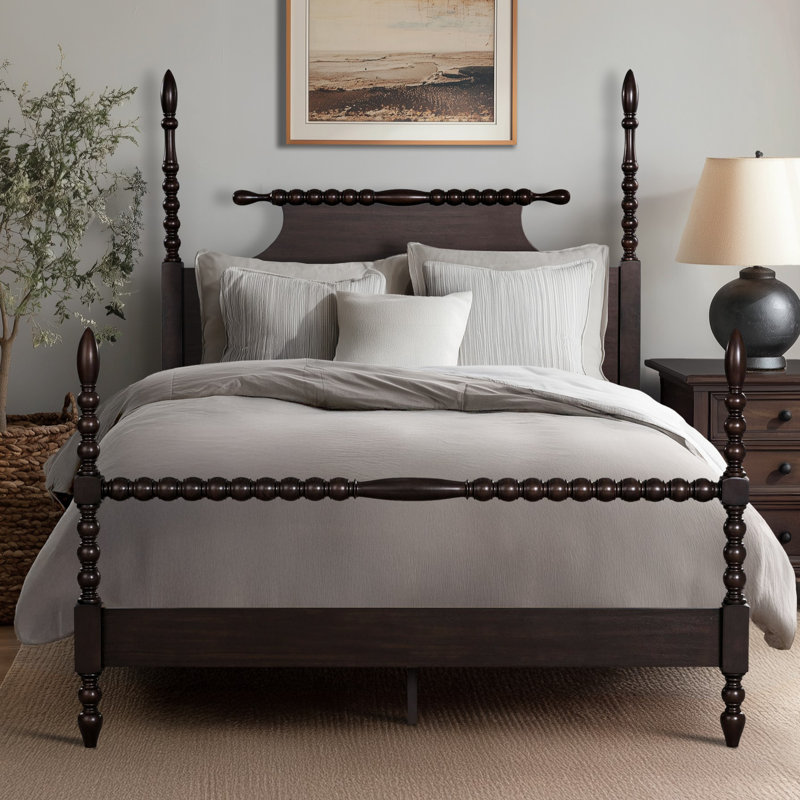 Beckett Morocco Brown Full Solid Wood Low-Profile Bed Frame with Spindle Design, Morocco Brown, Full / Double
