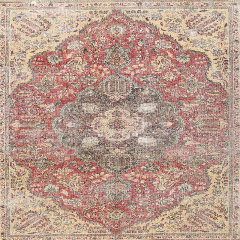 Tapis oriental rouge / beige / brun, Carré 4 pi