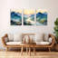Tableau sur toile tendue représentant un paysage chinois de montagne et de rivière (ensemble de 3)-868756464