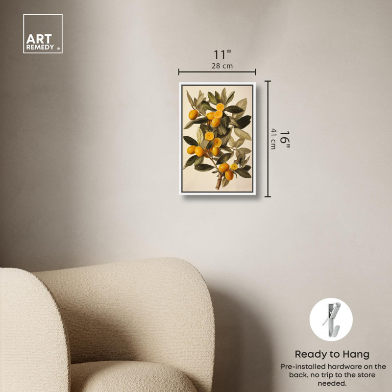 «Orange Oasis Glow» par Art Remedy, Cadre flottant blanc, H 16 po x l 11 po