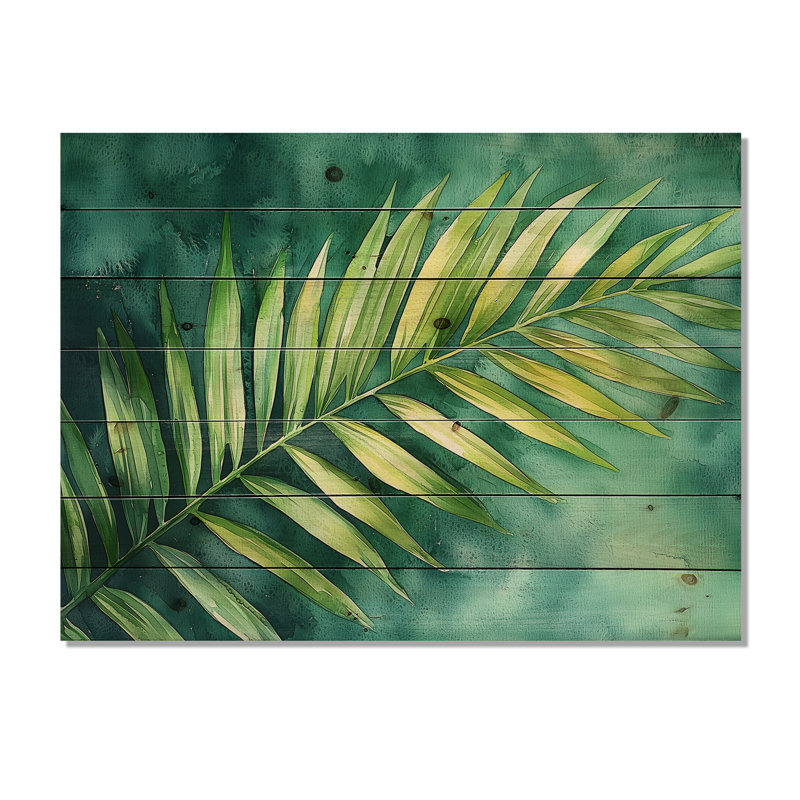 Palmier vert tropical Safari IV - Décoration murale en bois de palmiers et palmiers - sur bois de pin naturel